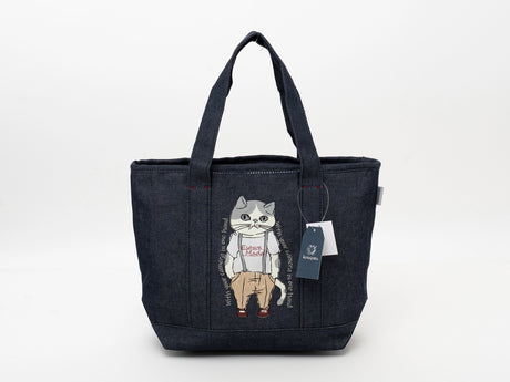 Kusuguru Japan Denim & Canvas Cat Tote Bag
