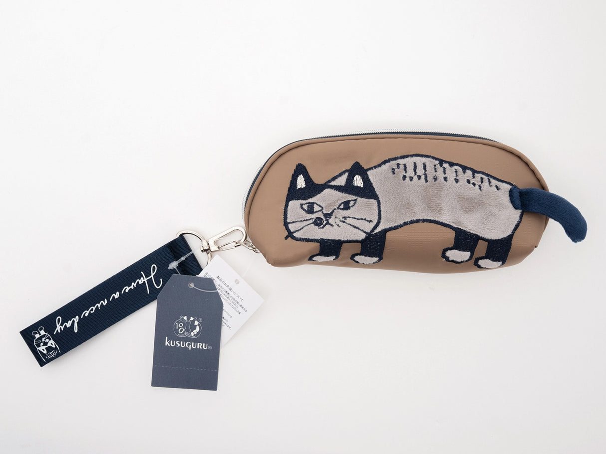 Kusuguru Japan Embroidered Cat Glasses Case