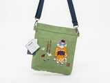 Kusuguru Japan Embroidered Kimono Cat Crossbody Bag