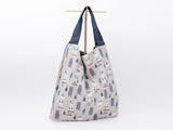 Kusuguru Japan Three Cats Embroidered Large Tote Bag