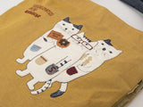 Kusuguru Japan Three Cats Embroidered Large Tote Bag