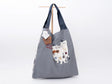 Kusuguru Japan Three Cats Embroidered Large Tote Bag