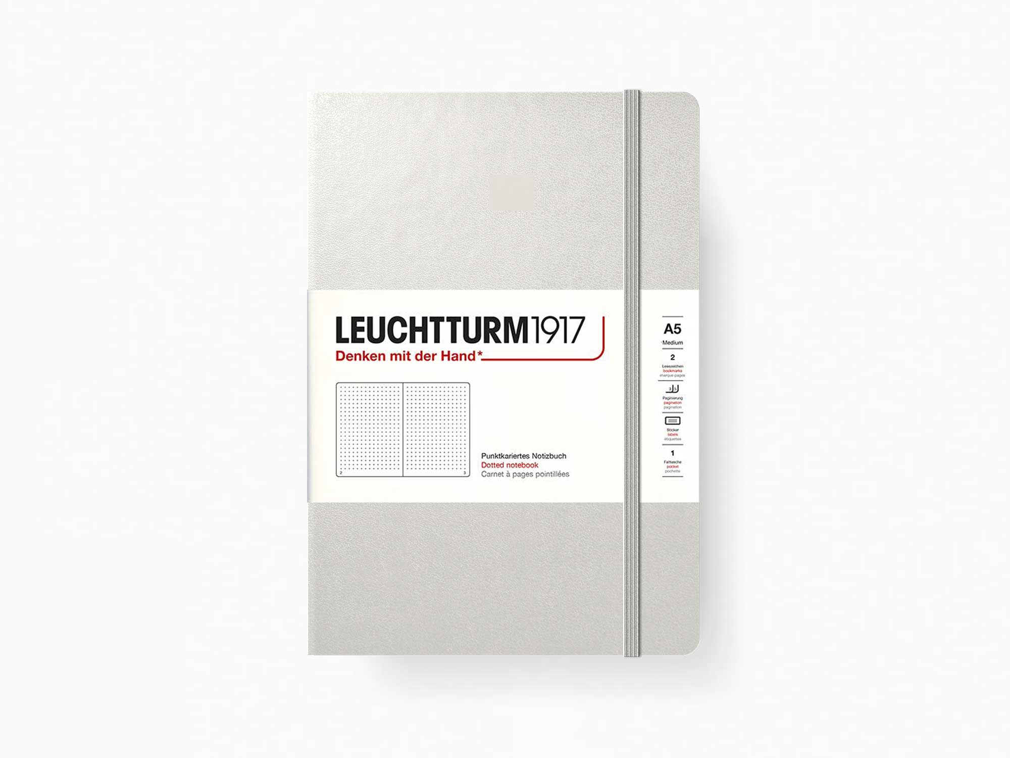 Leuchtturm1917 A5 Medium Hardcover Dotted Notebook - Light Grey