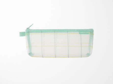Limited Edition Mesh Pen Case with Gusset - Check Green