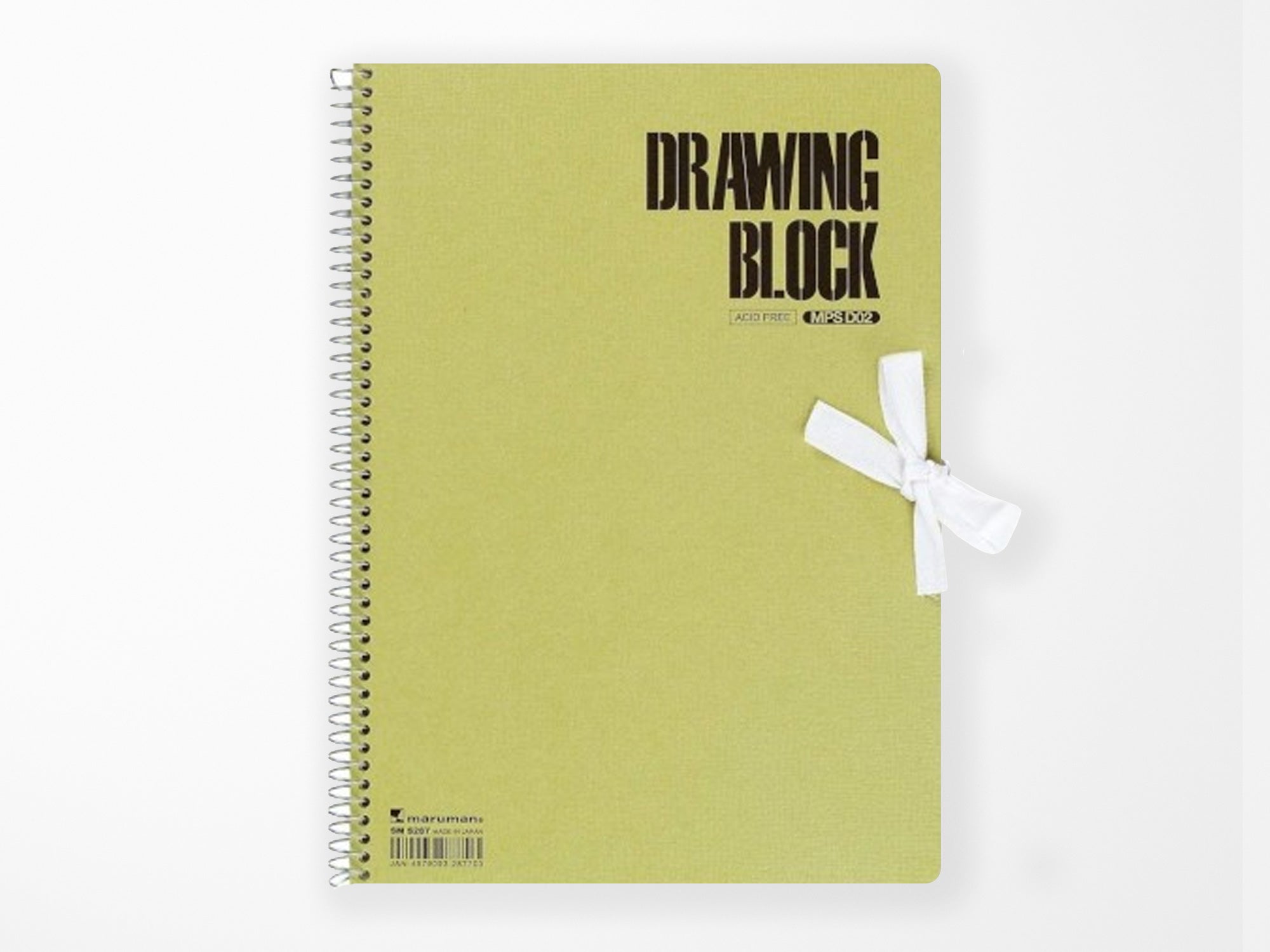 Maruman Olive Series F8 Sketch Book - 20 Sheets Thick Drawing Paper, Spiral Bound, Acid-Free For Watercolor & Art
