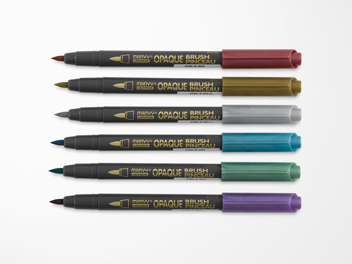 Marvy Uchida Opaque Brush Pen Metallic - Open Stock
