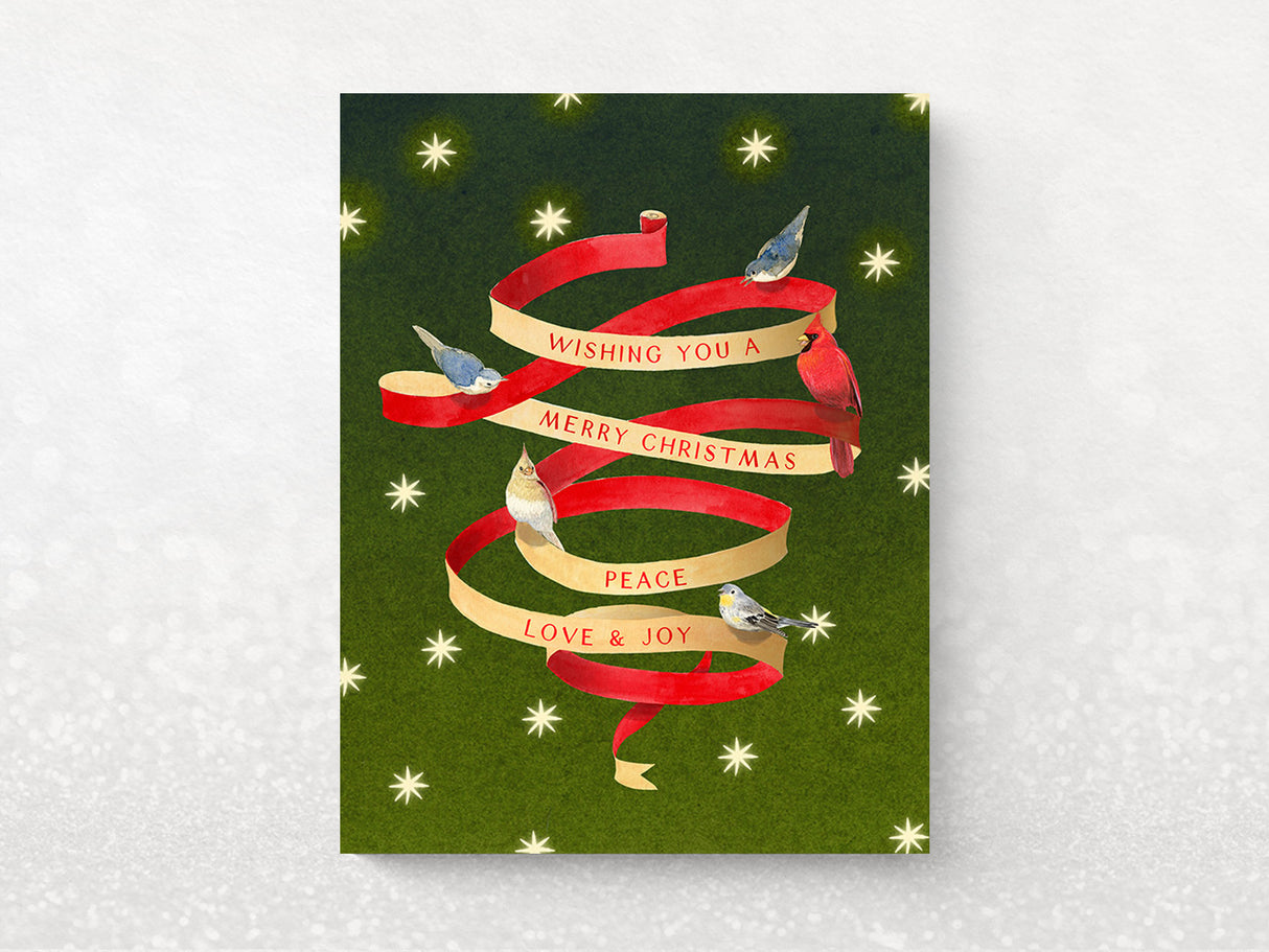 Merry Ribbon Holiday Greeting Cards, Box of 8