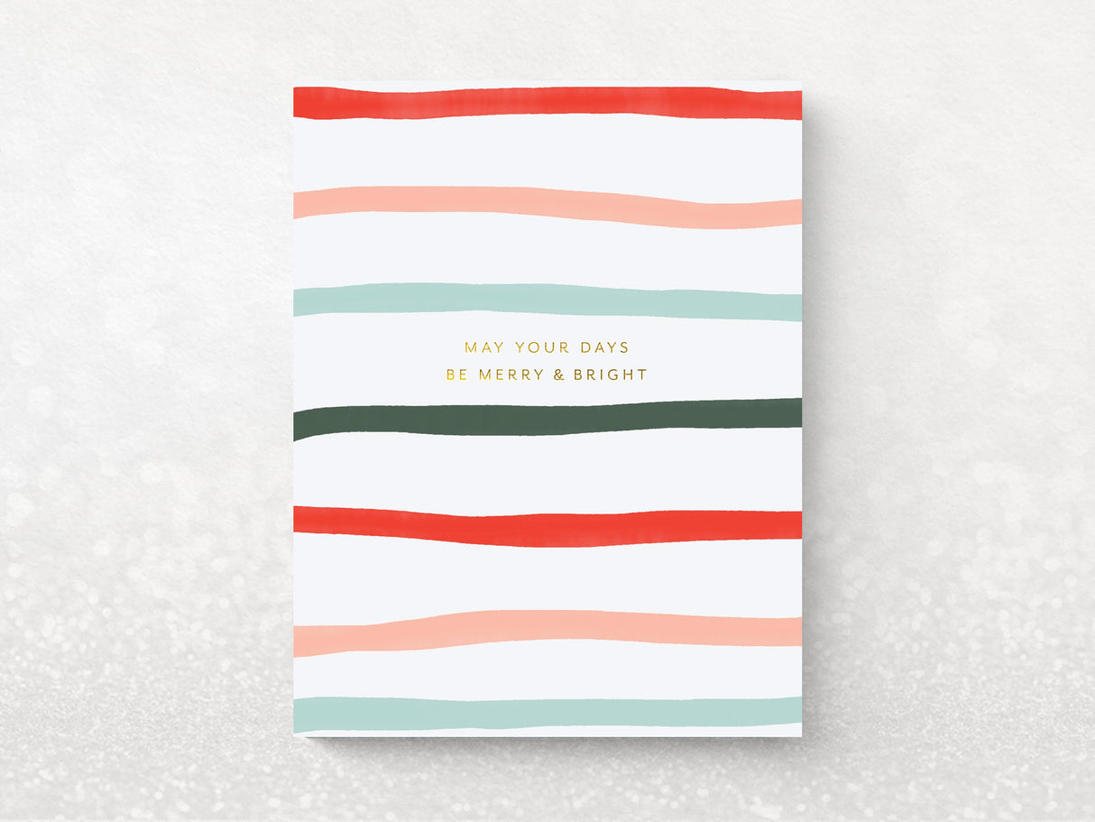Merry and Bright Stripes Greeting Cards, Box of 6