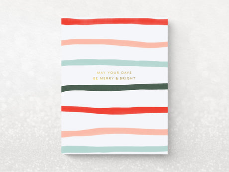 Merry and Bright Stripes Greeting Cards, Box of 6