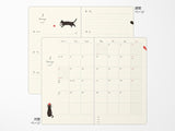 Midori Book Style Diary 2026 - Gray Cat