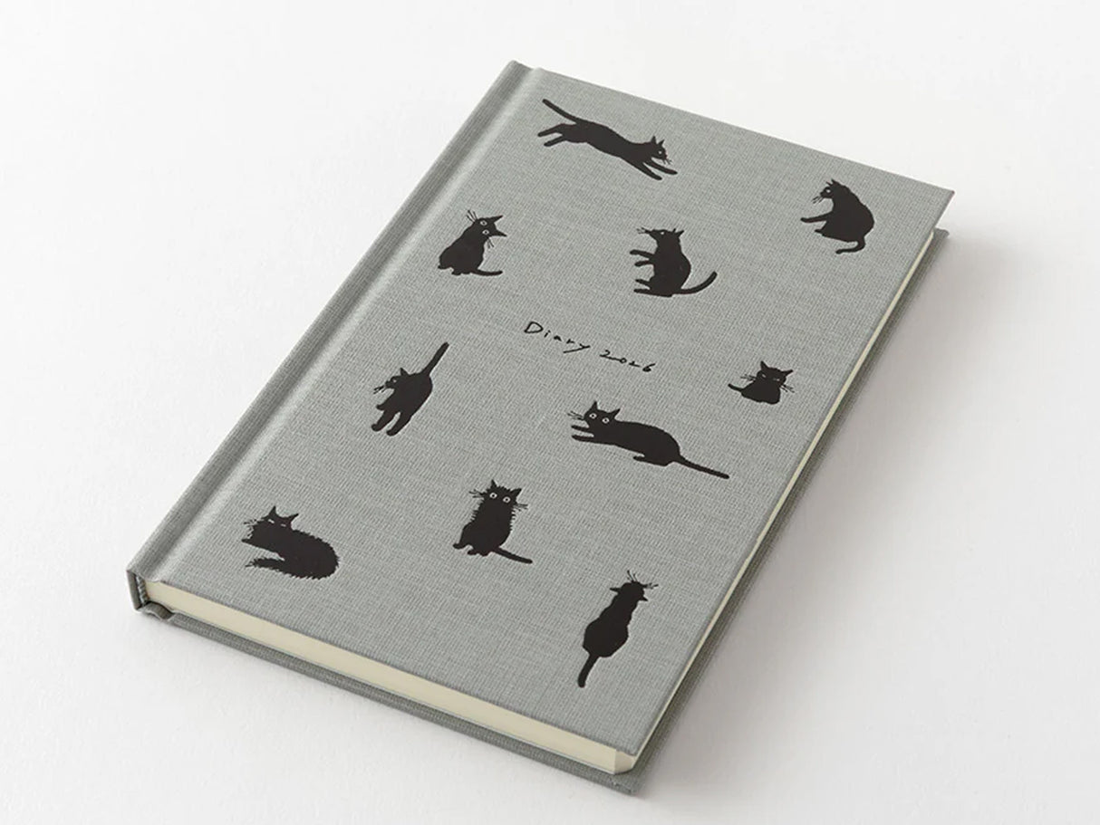 Midori Book Style Diary 2026 - Gray Cat