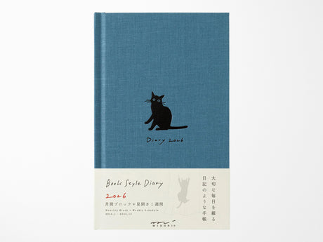 Midori Book Style Diary 2026 - Navy Cat