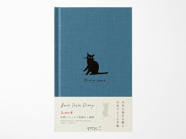 Midori Book Style Diary 2026 - Navy Cat