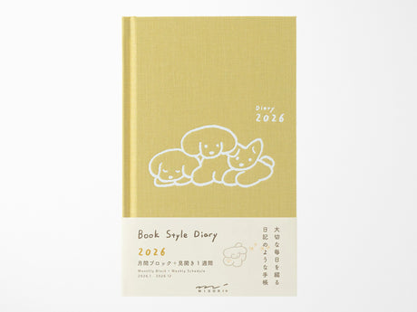 Midori Book Style Diary 2026 - Yellow Dog