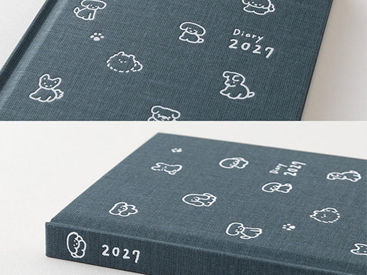 Midori Book Style Diary 2027 - Navy Dog