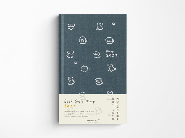 Midori Book Style Diary 2027 - Navy Dog
