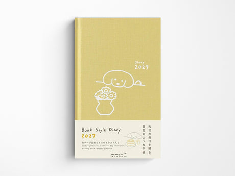 Midori Book Style Diary 2027 - Yellow Dog