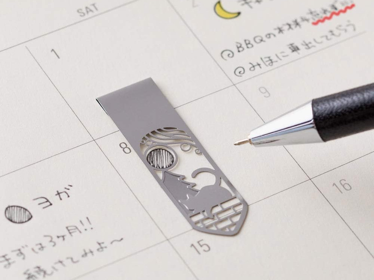 Midori Clip Bookmarker Cat Moon – Jenni Bick Custom Journals