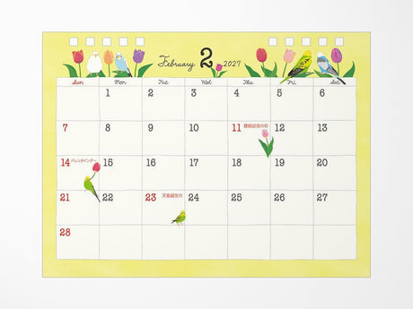 Midori Desk Calendar 2027 - Medium Bird