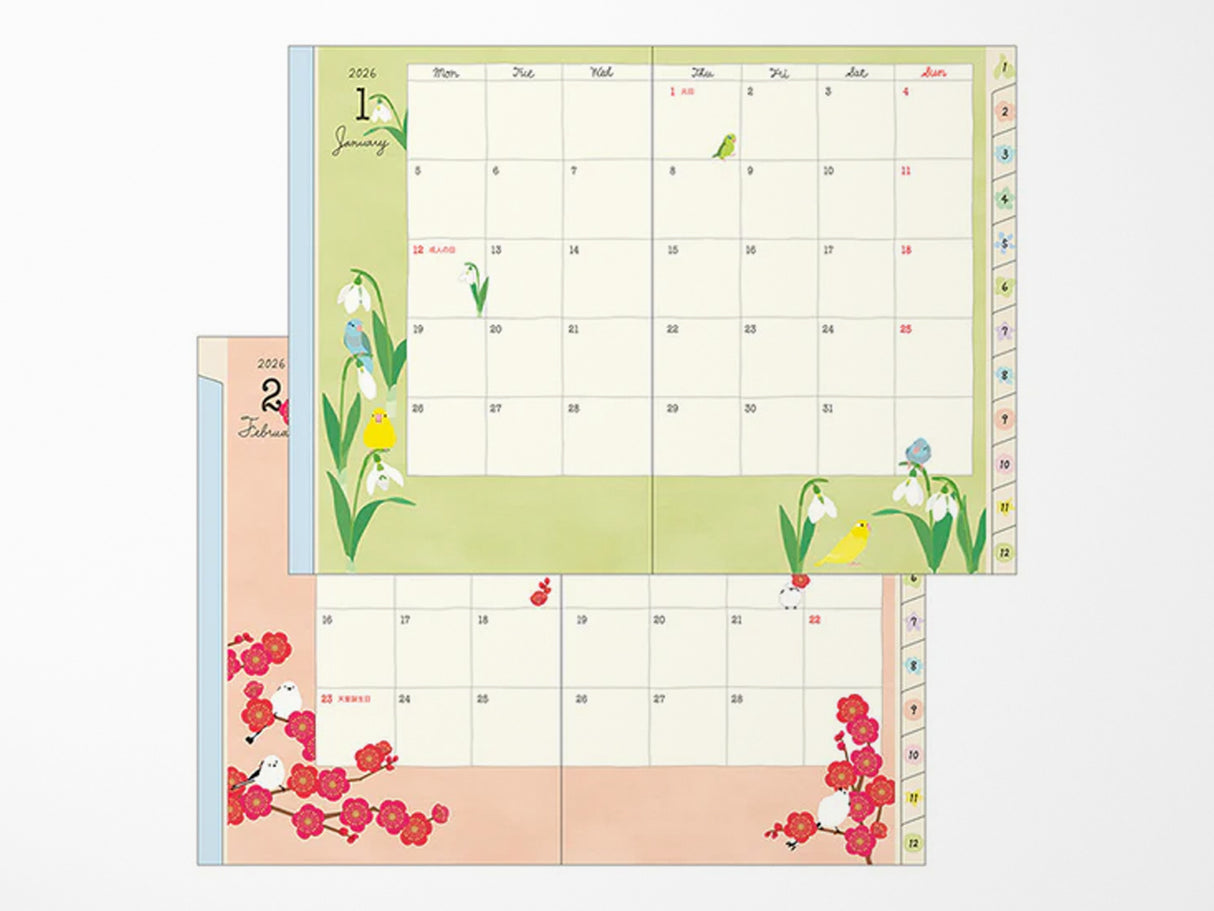 Midori Pocket Diary 2026 A6 - Bird