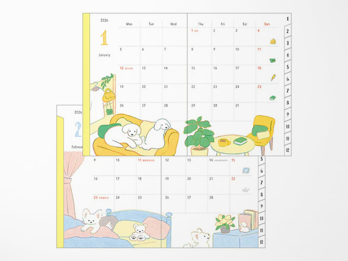 Midori Pocket Diary 2026 A6 - Dog