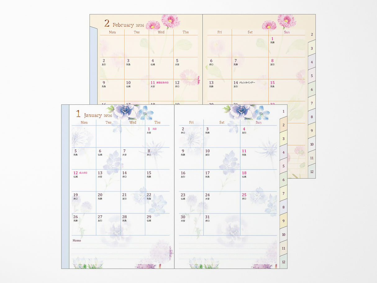 Midori Pocket Diary 2026 B6 - Country Time Flower