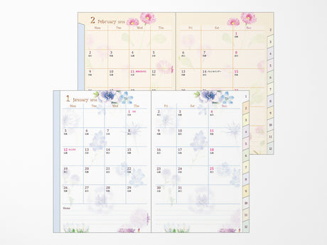 Midori Pocket Diary 2026 B6 - Country Time Flower