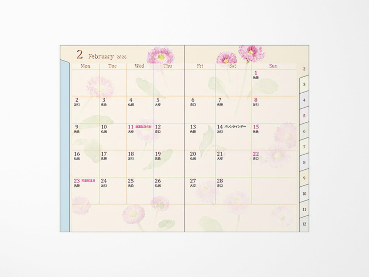 Midori Pocket Diary 2026 Mini - Country Time Flower