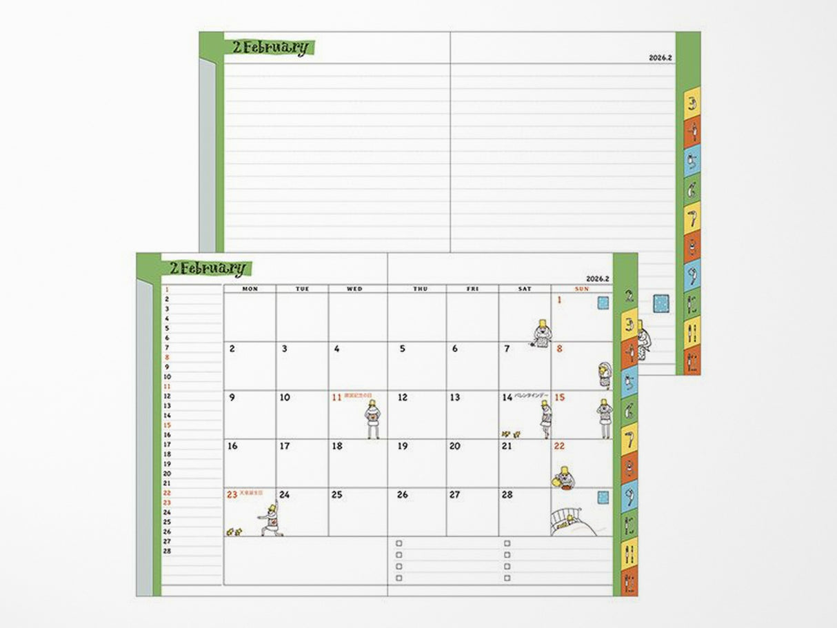 Midori Pocket Diary 2026 Monthly A6 - Ojisan