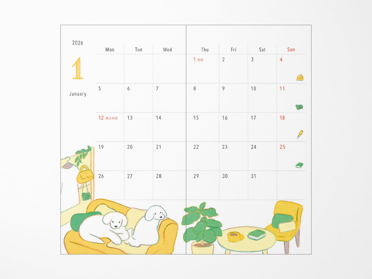 Midori Pocket Diary 2026 Slim - Dog
