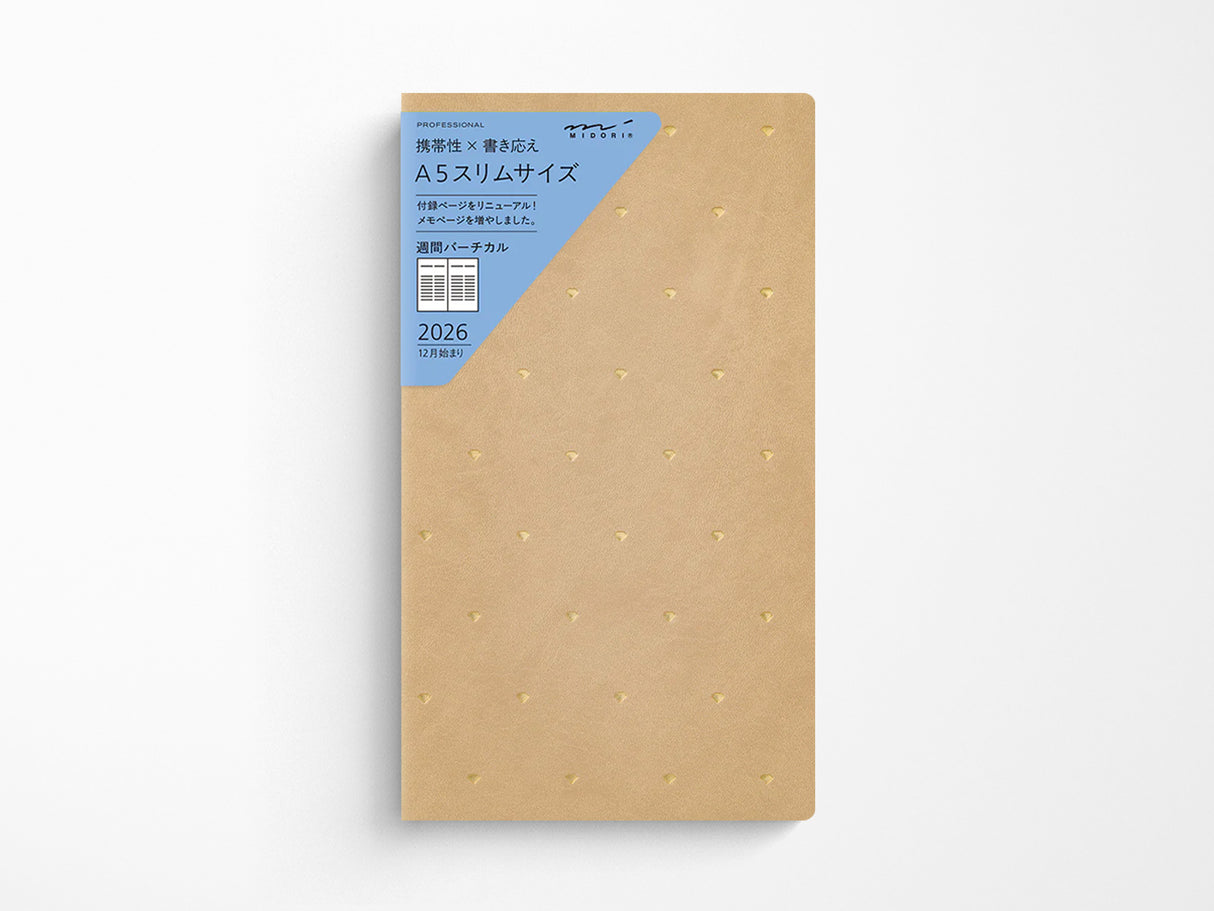 Midori Professional Diary PRD Slim Weekly Vertical 2026