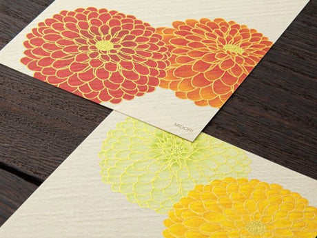 Midori Seasonal Message Letter Pad - 594 Silk Printing Pompon Chrysanthemum