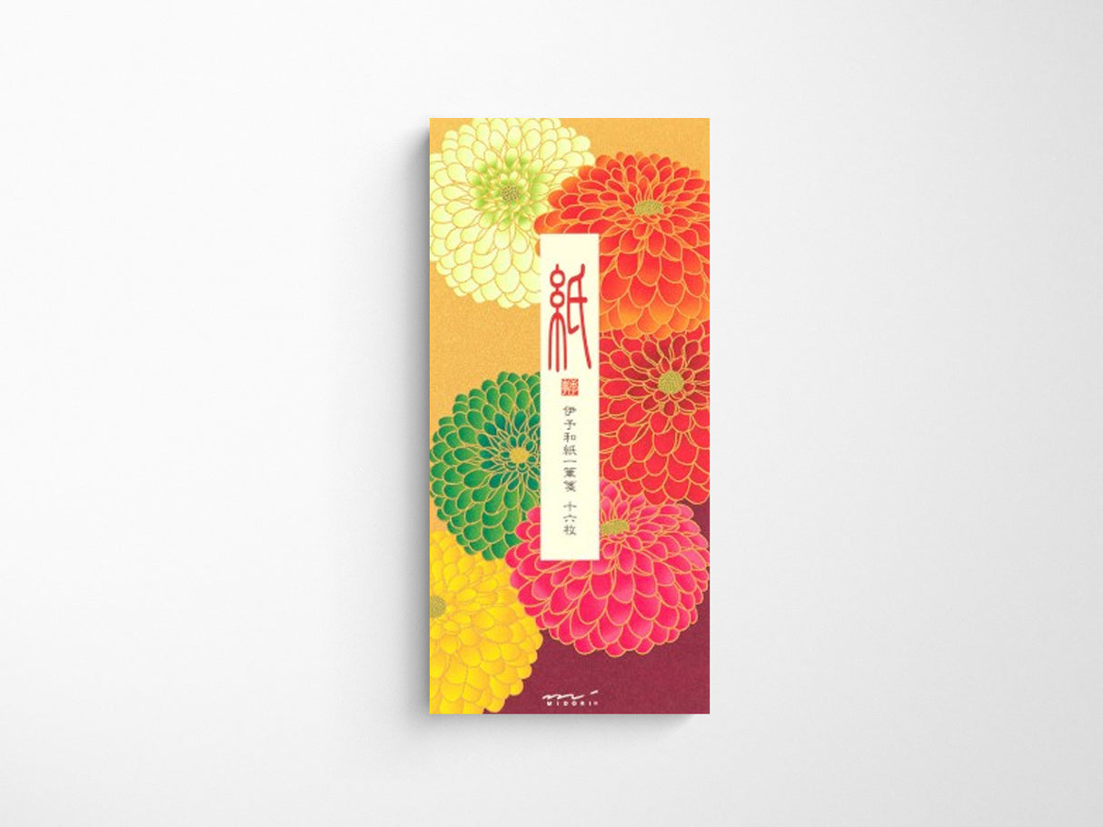 Midori Seasonal Message Letter Pad - 594 Silk Printing Pompon Chrysanthemum