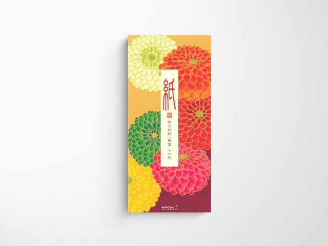 Midori Seasonal Message Letter Pad - 594 Silk Printing Pompon Chrysanthemum
