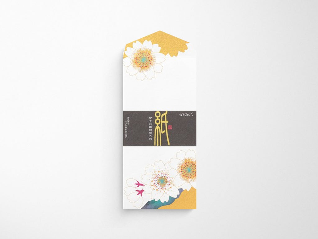Midori Seasonal Spring Cherry Blossom Gold Envelopes