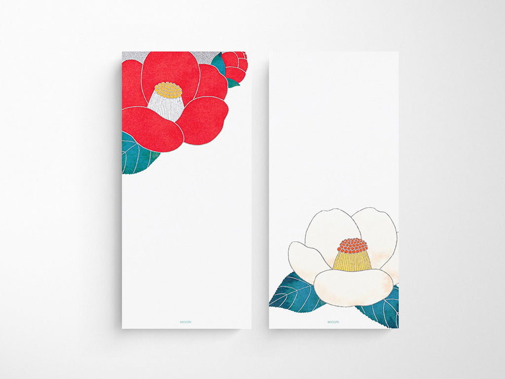 Midori Seasonal Winter Red and White Camellia Message Letter Pad