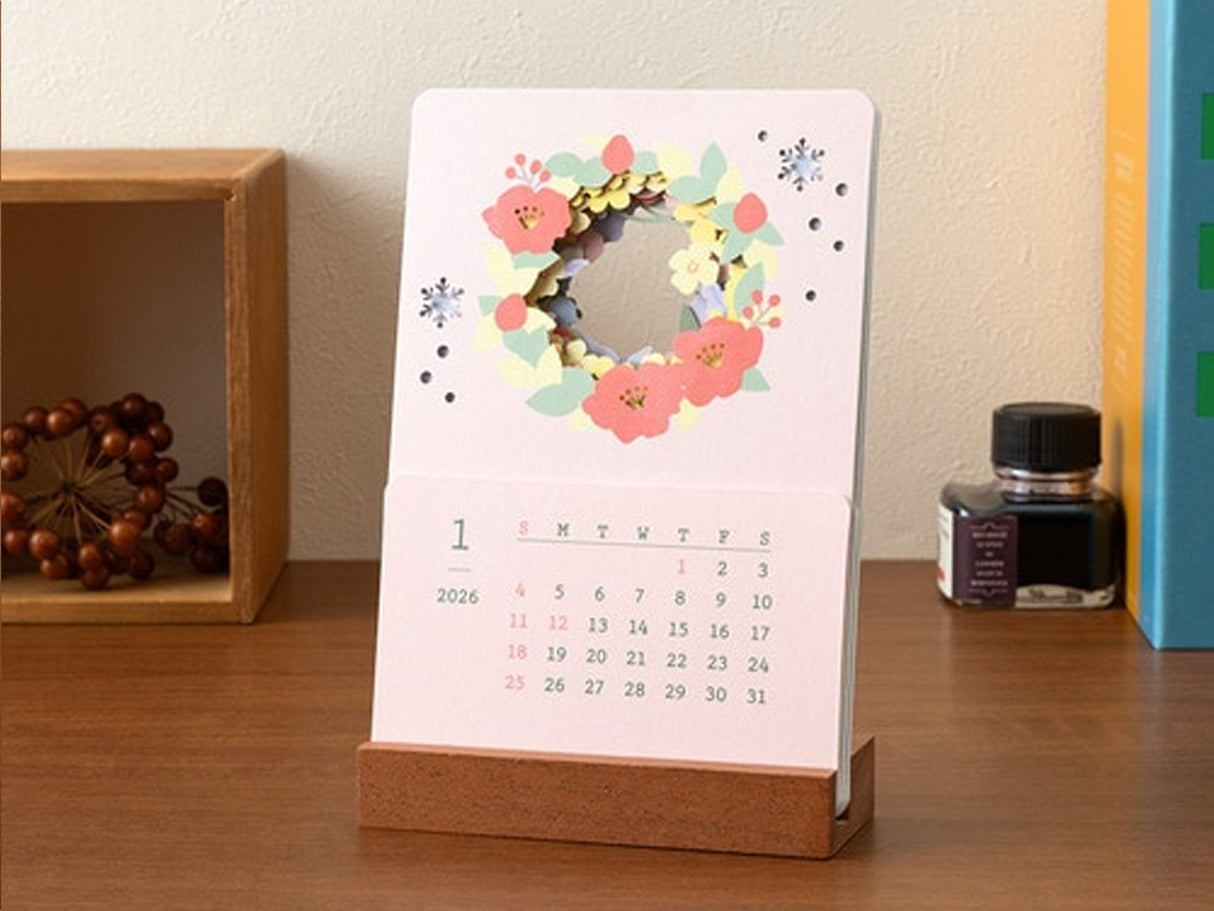 Midori Stand Calendar 2026 - Laser Cut Flowers