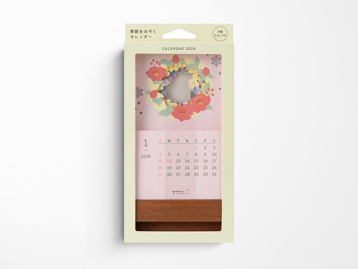 Midori Stand Calendar 2026 - Laser Cut Flowers