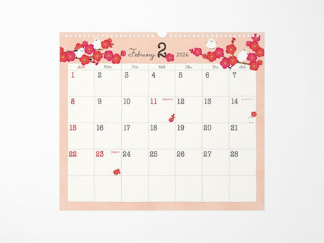 Midori Wall Calendar 2026 - Bird