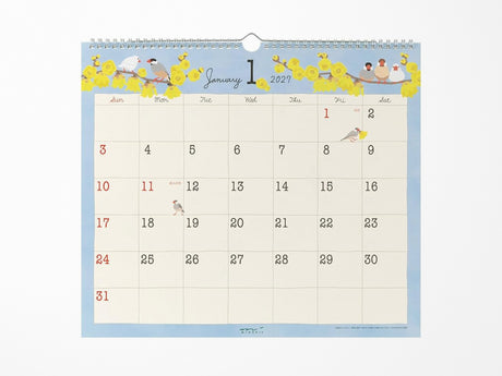 Midori Wall Calendar 2027 - Bird
