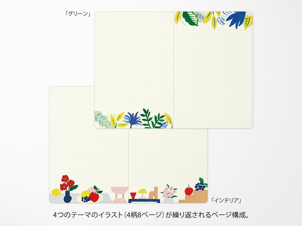 Midori Yuru Log Notebook B6 - Motif Textile