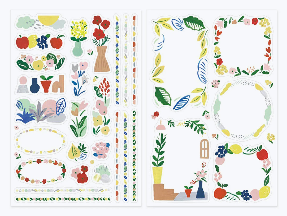 Midori Yuru Log Sticker 2 Sheets - Motif Textile