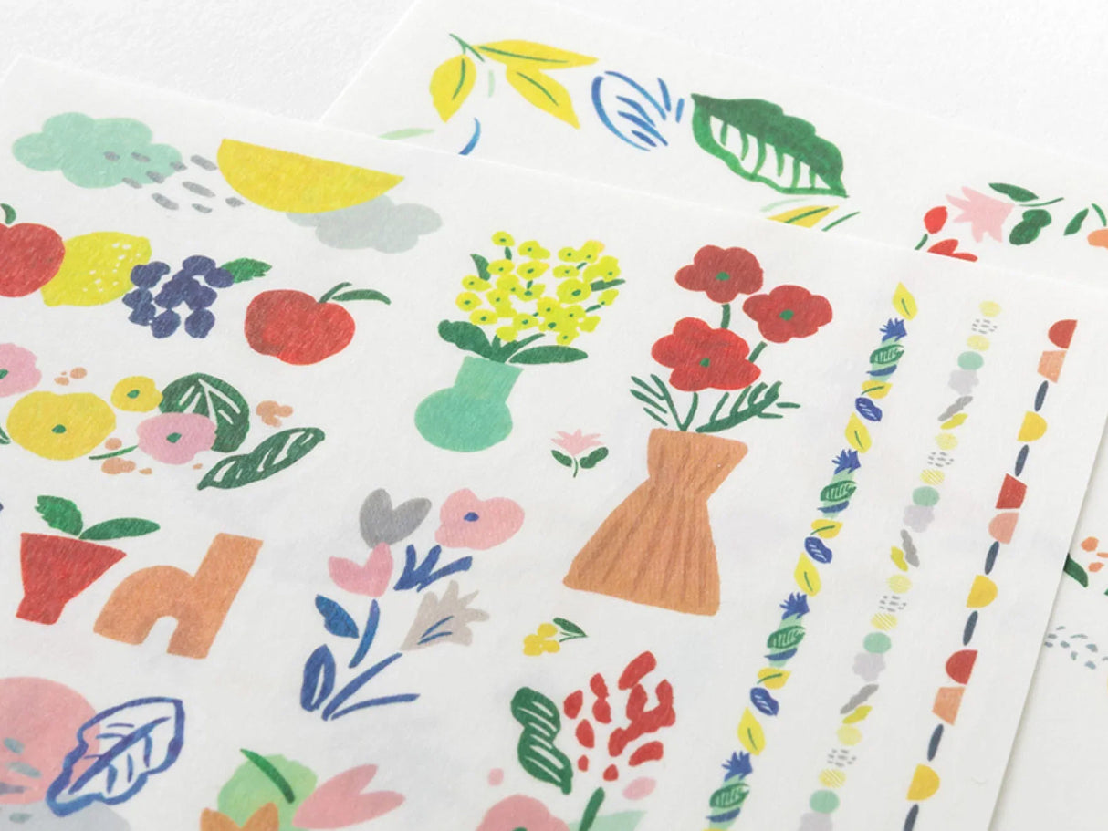 Midori Yuru Log Sticker 2 Sheets - Motif Textile