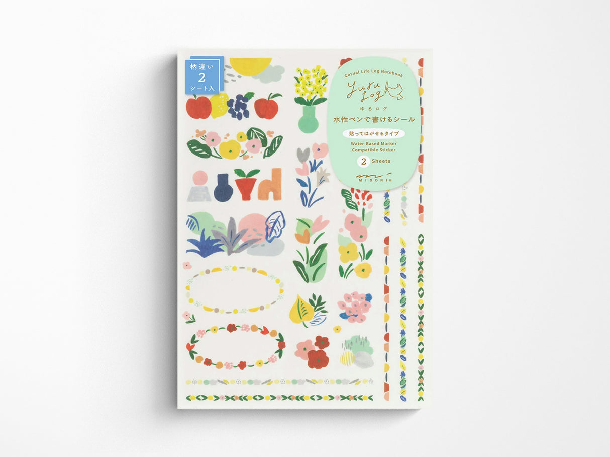 Midori Yuru Log Sticker 2 Sheets - Motif Textile
