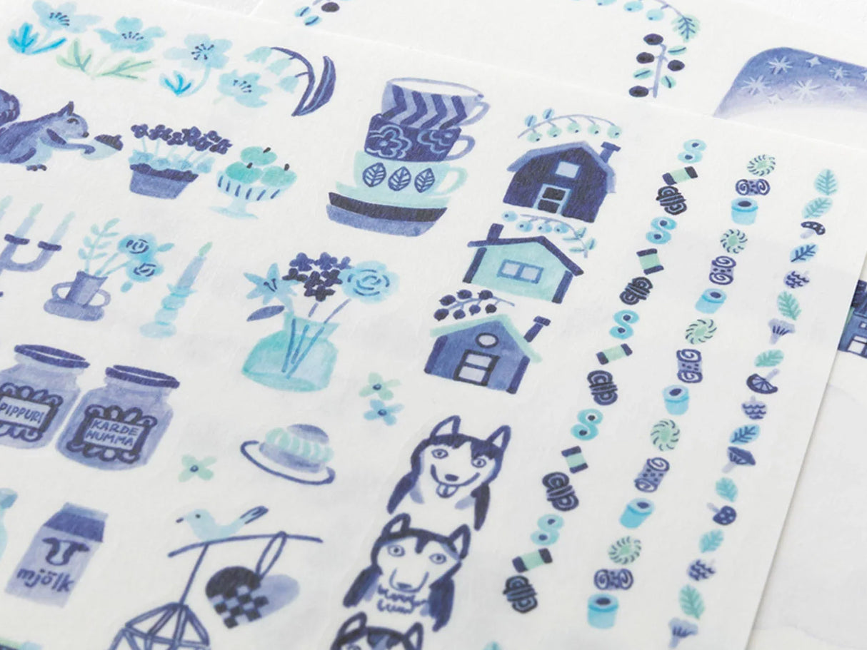 Midori Yuru Log Sticker 2 Sheets - Nordic