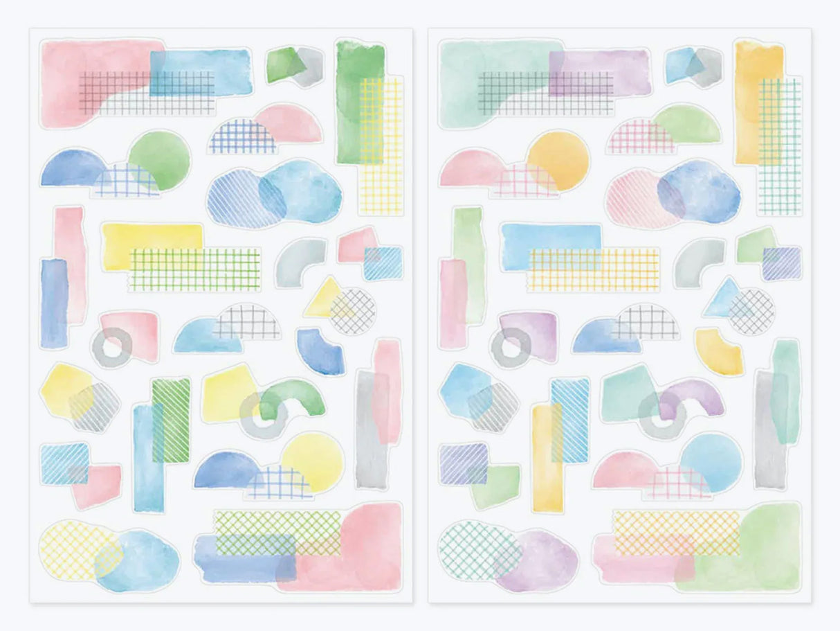 Midori Yuru Log Sticker 2 Sheets - Watercolor Collage