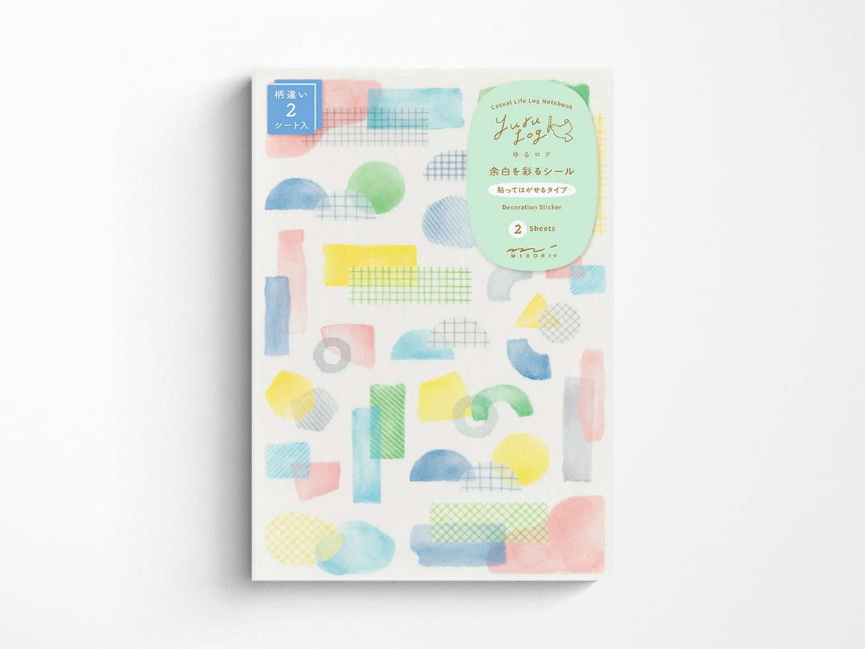 Midori Yuru Log Sticker 2 Sheets - Watercolor Collage