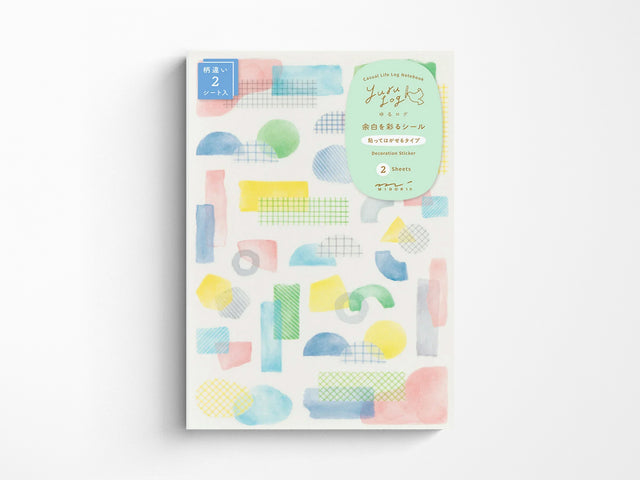 Midori Yuru Log Sticker 2 Sheets - Watercolor Collage