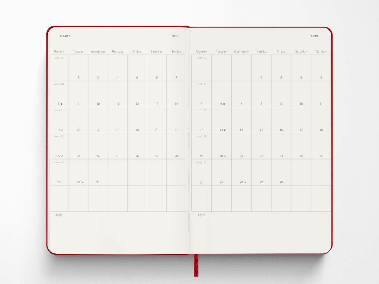 Moleskine 2027 Weekly Planner - Scarlet Red Hardcover