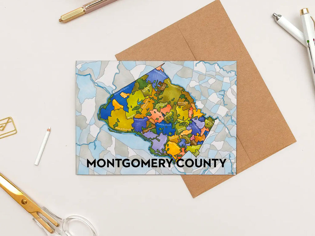 Montgomery County Neighborhoods Art Map Greeting Card
